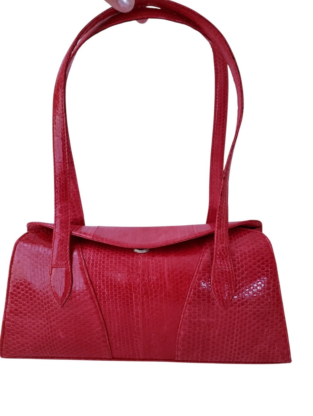 Vintage Red Snake Print Shoulder Bag